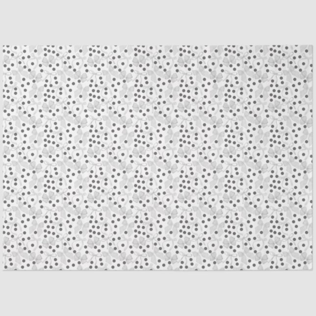 Gray Bows & Dark Gray Dots Tissue Paper (Front)