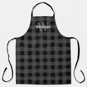 Gray Buffalo Check Name & Initial Apron