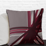 Gray Burgundy Artistic Abstract Cushion<br><div class="desc">Modern decorative throw pillow features an artistic abstract ribbon composition with shades of burgundy and grey with white accents on a gray background. This abstract composition is built on combinations of repeated ribbons, which are overlapped and interlaced to form an interesting abstract design. The gray, burgundy, white, and wine-colored accents...</div>