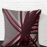Gray Burgundy Artistic Abstract Ribbons Cushion<br><div class="desc">Gray and burgundy throw pillow features a modern artistic ribbon design with shades of burgundy and gray with white accents on a grey background. This abstract composition is built on combinations of repeated ribbons that cross-cross, which are overlapped and interlaced to form an interesting artistic design. The gray, burgundy, white...</div>