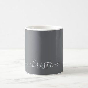Gray C19 & White Minimalist Modern Name Custom Coffee Mug