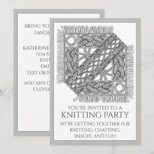 GRAY CABLE KNIT 5x7 Flat Card + Text 