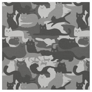 Gray Camouflage Cats Pattern Grey Kitty Cats Camo Fabric