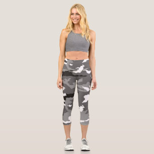 Gray camouflage pattern capri leggings