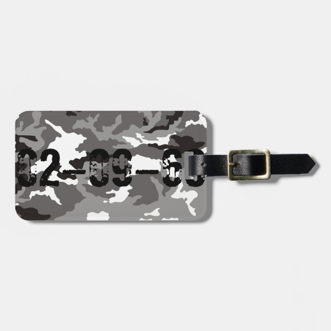 Gray camouflage pattern luggage tag (Front Horizontal)