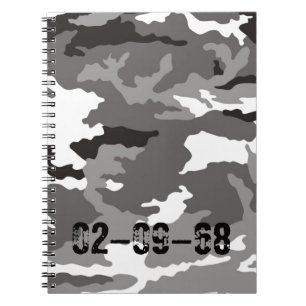 Gray camouflage pattern spiral notebook