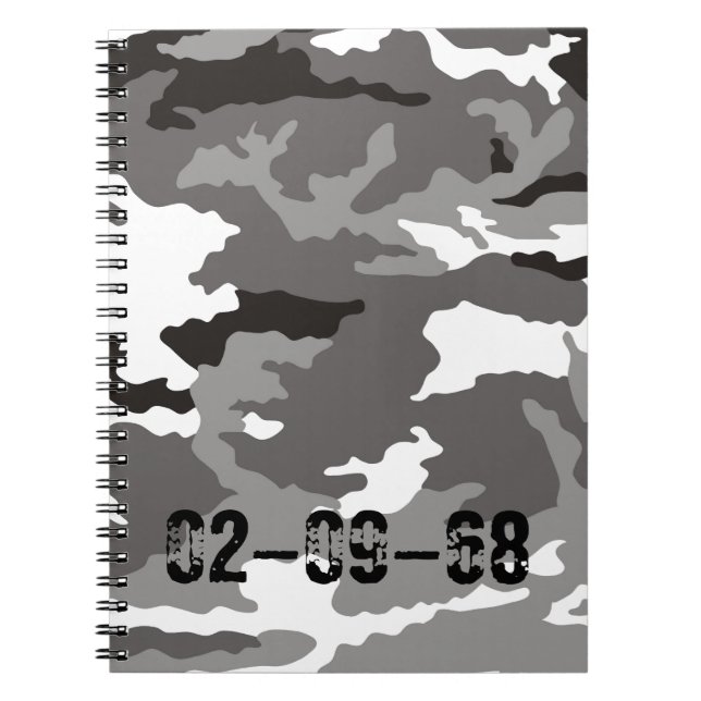 Gray camouflage pattern spiral notebook (Front)