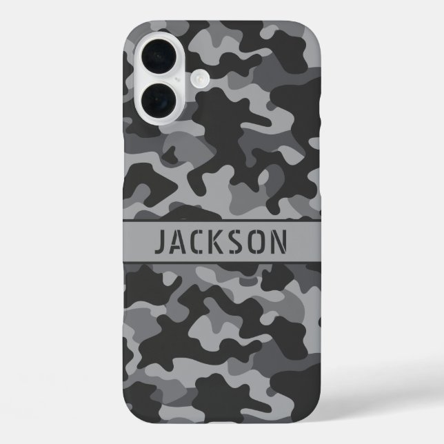 Gray Camouflage Personalized Case-Mate iPhone Case (Back)