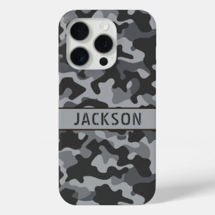 Gray Camouflage Personalized iPhone 15 Pro Case