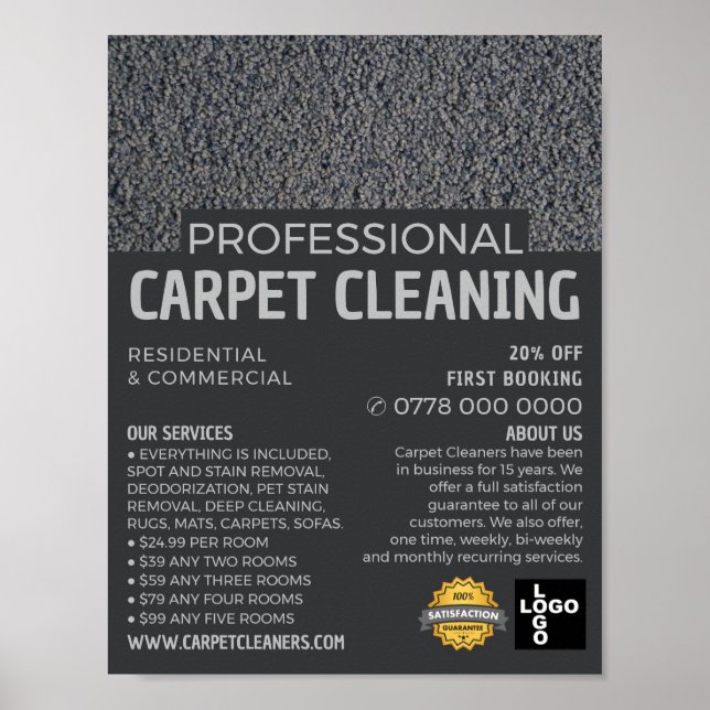 Gray Carpet, Carpet Cleaner, Cleaning Service Poster (Front)