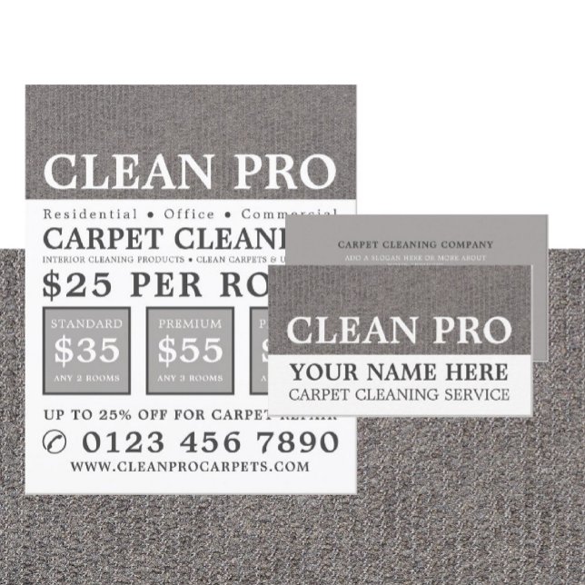 Gray Carpet, Carpet Cleaners, Cleaning Service Business Card (Creator Uploaded)