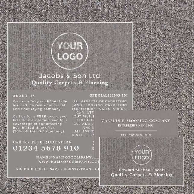 Gray Carpet, Carpet Layer, Fitter Business Card (Creator Uploaded)