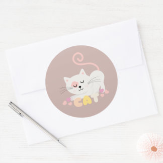 Gray Cat Classic Round Sticker