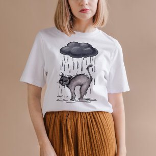 Gray Cat on Rainy Day T-Shirt