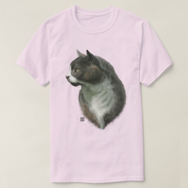 Gray Cat T Shirt (Design Front)
