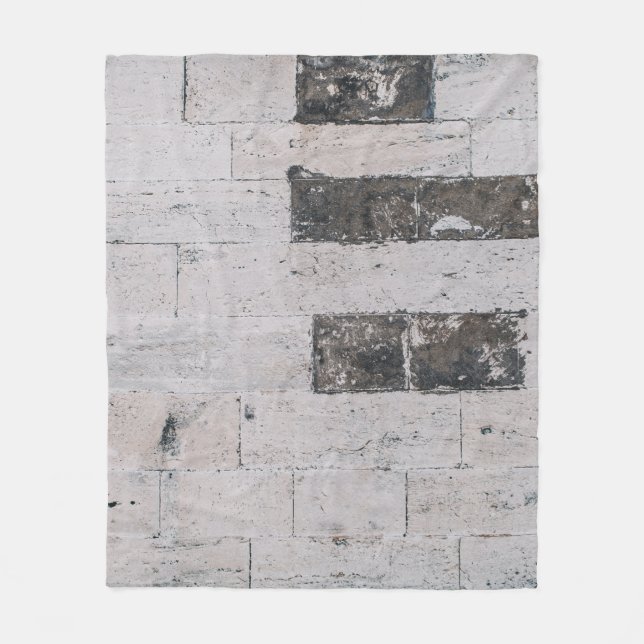 Gray cement wall fleece blanket (Front)