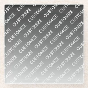 Gray (changeable color) Ombre & Text Pattern Glass Coaster