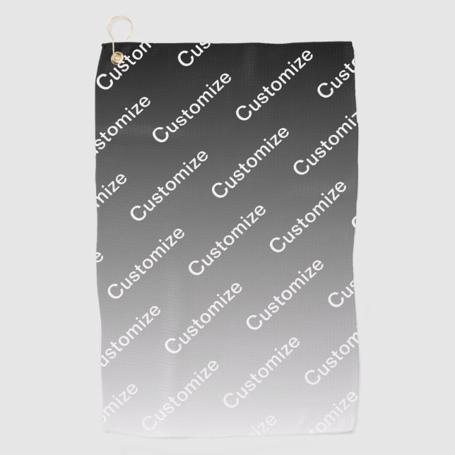 Gray (changeable color) Ombre & Text Pattern Golf Towel (Front)