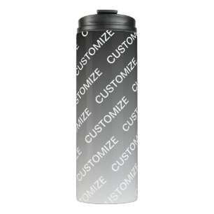 Gray (changeable color) Ombre & Text Pattern Thermal Tumbler
