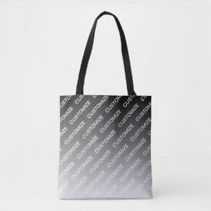 Gray (changeable color) Ombre & Text Pattern Tote Bag