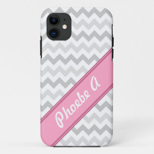 Gray Chevron Pink personalized iPhone 5 Case