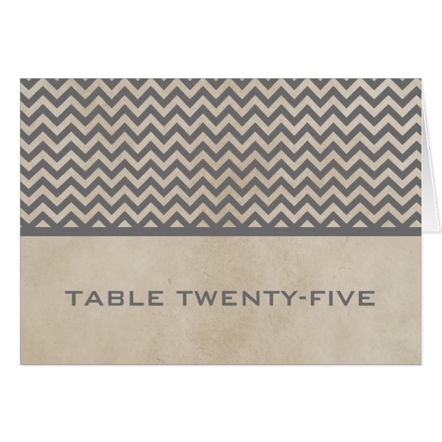Gray Chic Chevron Table Number Card (Front Horizontal)