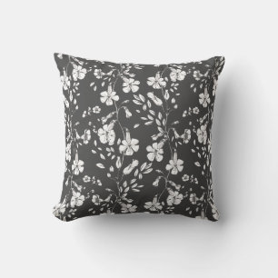 Gray Classic Botanical Florals Wedding Gift Cushion