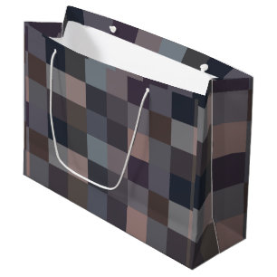 Gray Color Checkerboard Large Gift Bag