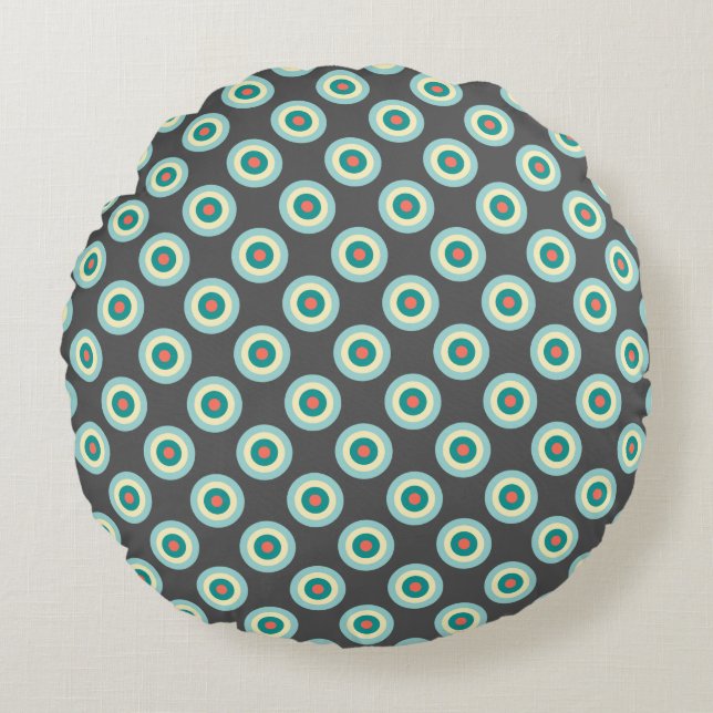 Gray Combination Circles by Shirley Taylor Round Cushion (Front)
