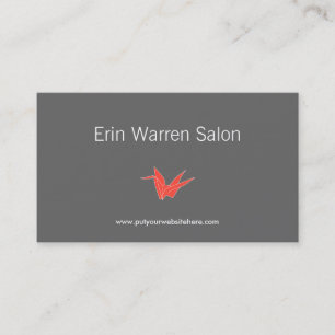 GRAY & CORAL ORIGAMI CRANE Business Card