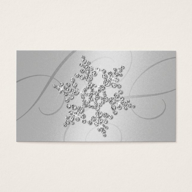 Gray Crystal Snowflake Gift Tag Business Card (Front)
