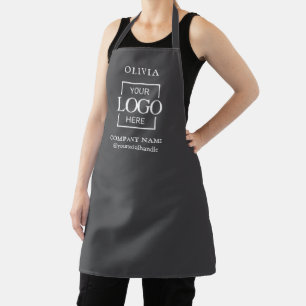 Gray Custom Business Logo & Employee Name Branded Apron