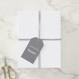 Gray custom monogram minimalist gift tags