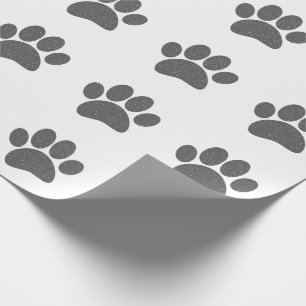 Gray Dog Paw Print Cartoon Old Paper Print