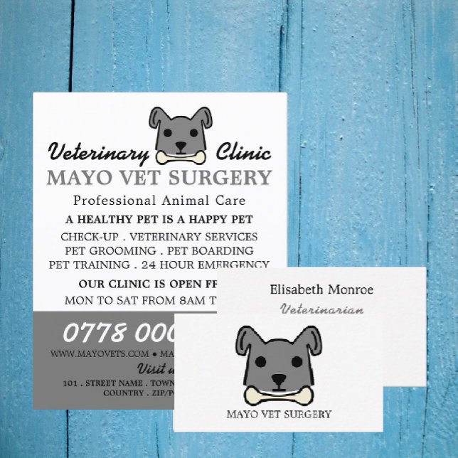 Gray Dog, Veterinarian, Veterinary Service Business Card (Creator Uploaded)