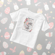 Gray Easter Bunny Personalized Toddler T-Shirt