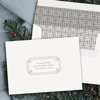 Gray Elegant Deco Frame Holiday Envelope