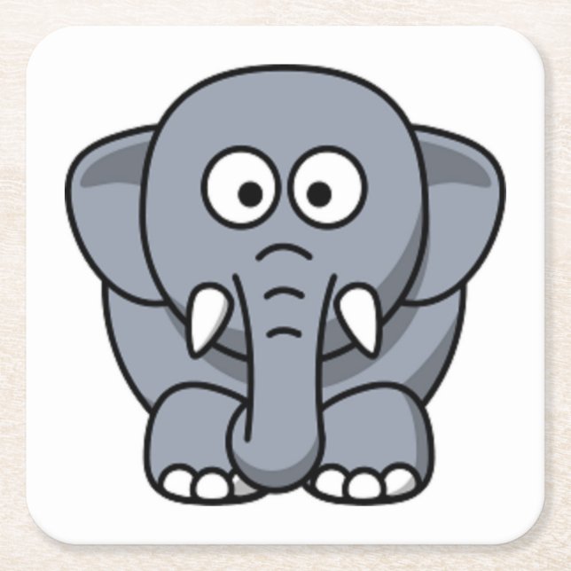 GRAY ELEPHANT SQUARE PAPER COASTER (Front)