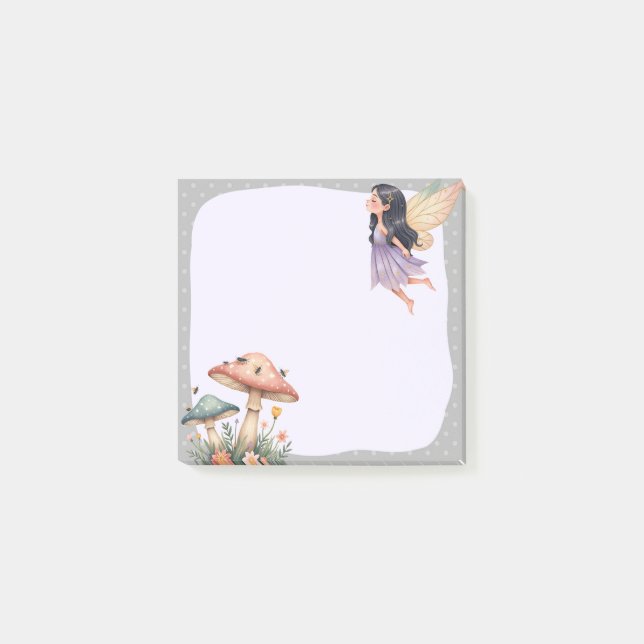 Gray Fairy Memo Pad – Mystical Note-Taking Post-it Notes (Front)