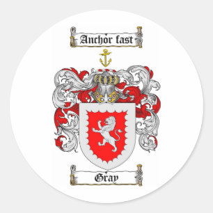 GRAY FAMILY CREST -  GRAY COAT OF ARMS CLASSIC ROUND STICKER