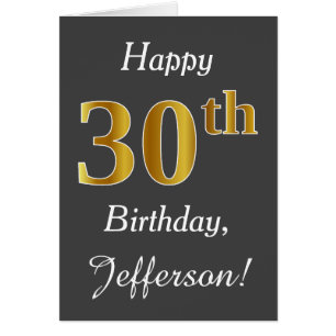 Gray, Faux Gold 30th Birthday + Custom Name