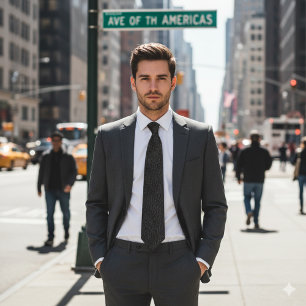 Gray Faux Leather Tie