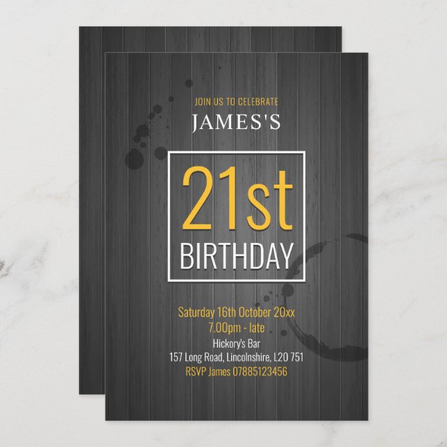 Gray Faux Wood Invitation (Front/Back)