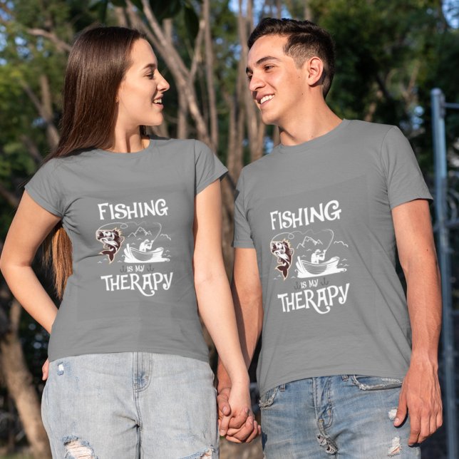 Gray Fishing Is My Therapy Row Boat T-Shirt (Creator Uploaded)