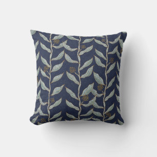 Gray floral vines cushion