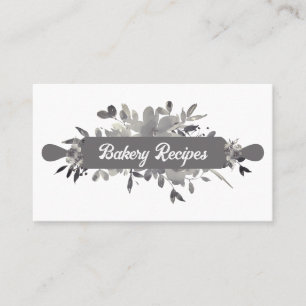 Gray Flower Pastry Chef Homemade Bakery Business Card