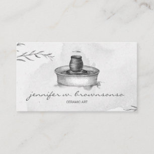 Gray Flower Pottery Ceramic Artist Tool sculpture Business Card