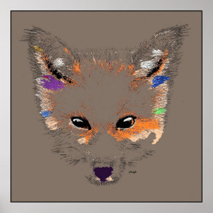Gray Fox Pop Art Poster Print