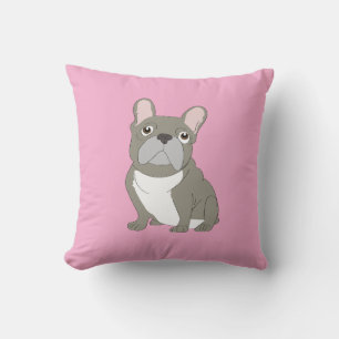 Gray French Bulldog Cushion