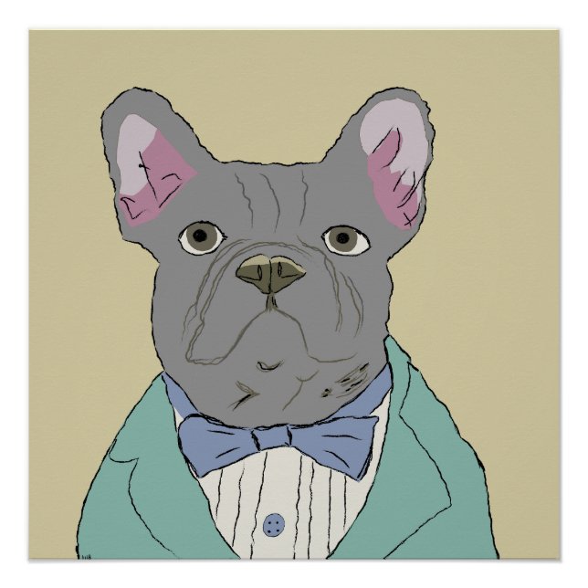 Gray French Bulldog Poster (Front)